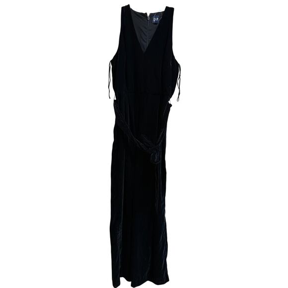 GAP Black Velvet Sleeveless Jumpsuit w/Belt - Small Petite - NWT $118 MSRP - Picture 1 of 7